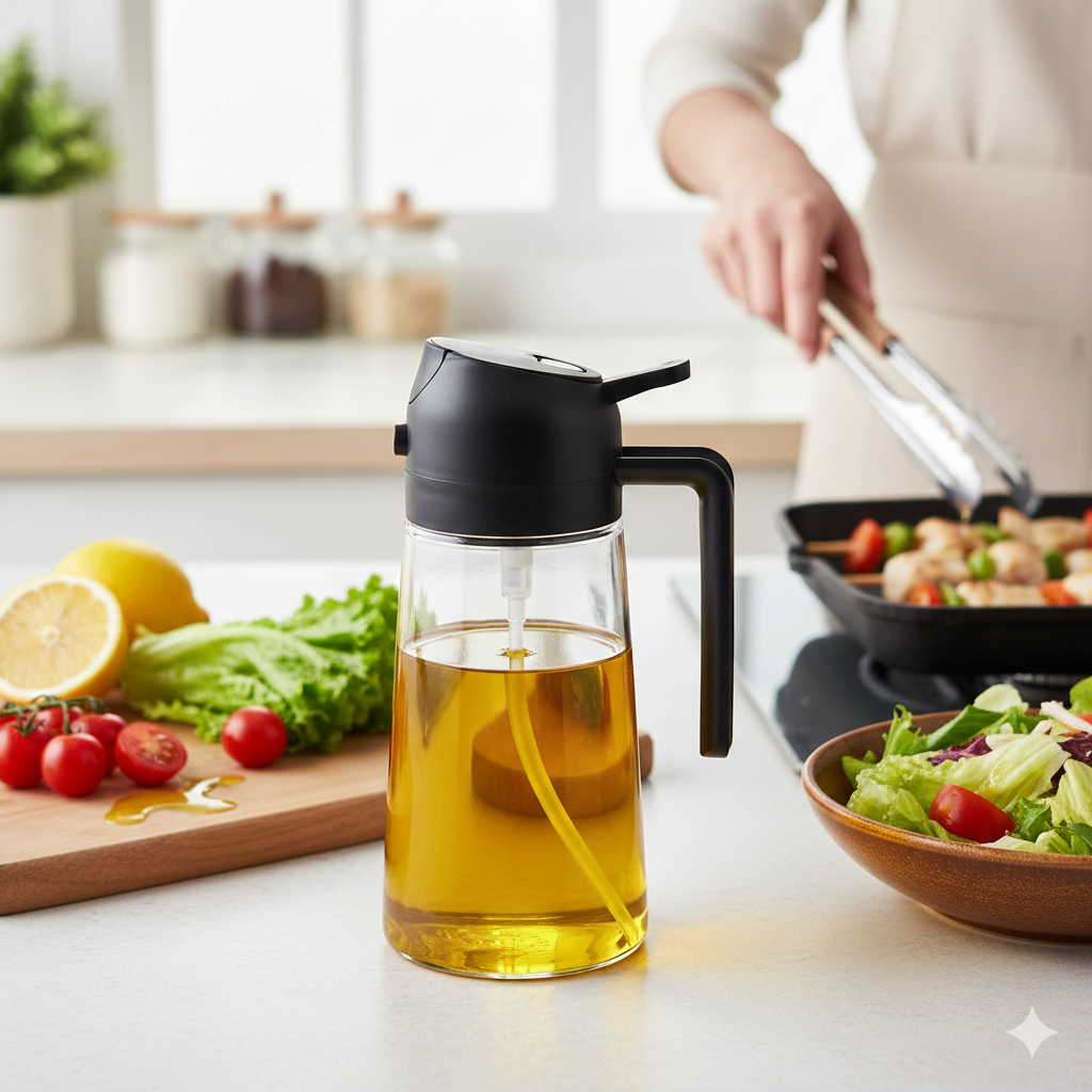 SPRUZZATORE E DOSATORE PER OLIO D'OLIVA 450ml, 2 in 1